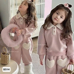 BỘ DÀI NỈ LÔNG HỒNG QUẦN TIM BÉ GÁI