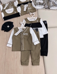 SET 2 BỘ DÀI TỔ ONG TONE XANH ĐEN BÉ TRAI SẴN