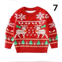 ÁO LEN ĐỎ NOEL DÀI TAY 2 LỚP MỀM MỊN BÉ TRAI BÉ GÁI