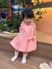 VÁY HỒNG ĐÍNH NƠ BÉ GÁI