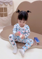 SET 2 BỘ DÀI MÈO NƠ HỒNG XANH BÉ GÁI SẴN