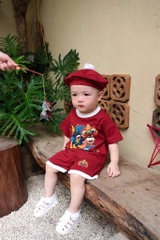 SÉT BỘ TẾT TRUNG THU ĐỎ KÈM MŨ NỒI BÔNG BÉ TRAI