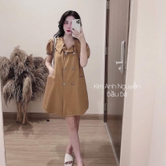 VÁY BABYDOLL NÂU CỔ VEST KHUY XỊN (Xả 45k)