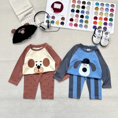 SET 2 BỘ DÀI COTTON CHÓ XANH GẤU NÂU BÉ TRAI SẴN