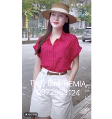 SET ÁO SƠ MI NỮ GU HAI TÚI TAY MIXẾP LI ( xả 145k)