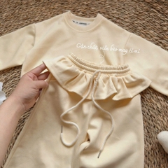 BỘ DÀI NỈ PHỐI BÈO MÀU BE BÉ GÁI