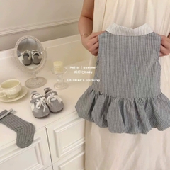 VÁY KẺ XÁM MINMIN CHO BÉ GÁI