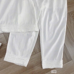 SÉT BỘ ĐŨI TRẮNG ÁO SÁT NÁCH QUẦN SUÔNG NỮ SẴN
