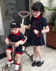 VÁY TIM THAN CỔ SEN PHỐI ĐỎ BÉ GÁI (SALE 55k)
