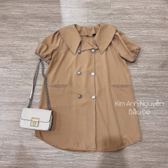 VÁY BABYDOLL NÂU CỔ VEST KHUY XỊN (Xả 45k)