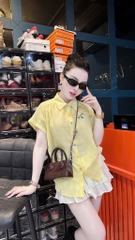 ÁO SƠ MI TAY LIỀN CÚC THÊU NGỰA NỮ