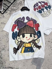 ÁO PHÔNG COTTON TÀU IN HÌNH CÔ GÁI NỮ