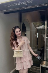 VÁY HỒNG CỔ SƠ MI THÊU NGỰA NỮ SẴN (XẢ 95k)