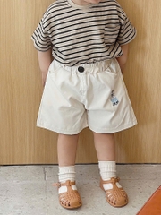 SET 3 QUẦN ĐÙI KAKI THÊU GẤU ĐEN TRẮNG NÂU BÉ TRAI SẴN(XẢ 89k)