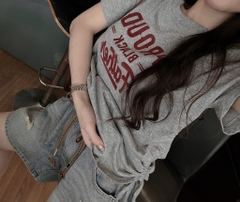 SET ÁO PHÔNG IN CHỮ QUẦN SHORT BÒ NỮ SẴN