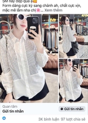 ÁO SƠ MI GU PHỐI KẺ DÀI TAY NỮ SẴN