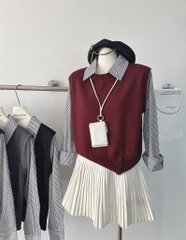 ÁO LEN PHỐI SƠ MI 5 MÀU NỮ THU ĐÔNG