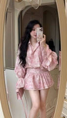 SET TƠ LOANG HỒNG KÈM CHÂN VÁY NỮ SẴN
