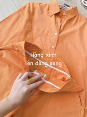 SET BỘ ORANGE NƠ SAU XẮN TAY QUẦN SHORT LỠ NỮ SẴN(XẢ 155k)