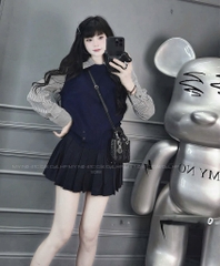 ÁO LEN PHỐI SƠ MI 5 MÀU NỮ THU ĐÔNG