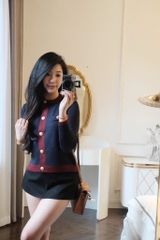 ÁO LEN CDG PHỐI MÀU THAN VIỀN ĐỎ NỮ THU ĐÔNG