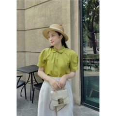 ÁO SƠ MI GU LI XẾP CỔ SEN( XẢ 60k)