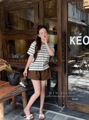 ÁO PHÔNG KẺ NGANG NÂU NỮ