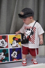 SET BỘ COTTON SNOPY JOE COOL MIX QUẦN SỌC THỂ THAO ĐỎ ĐÔ CHO BÉ TRAI SẴN