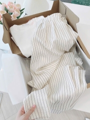 SET BỘ KẺ ỐNG SUÔNG CẠP CHUN PHẲNG MIX ÁO PHÔNG NỮ