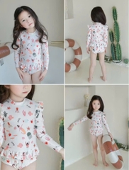 ĐỒ BƠI - SET 2 BỘ BƠI TONE HỒNG CHẤM BI ĐỘNG VẬT BIỂN BÉ GÁI SẴN (XẢ 69k)