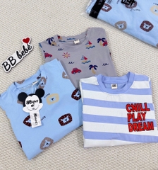 SET 3 BỘ DÀI COTTON Ô TÔ GẤU TONE XANH XÁM BÉ TRAI