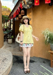 SET ÁO VÀNG CHÂN VÁY HOA NỮ(XẢ 99k)