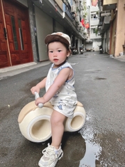 SET 2 BỘ BA LỖ SNOOPY TONE XANH TRẮNG BÉ TRAI