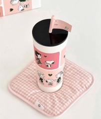ĐỒ GIA DỤNG - LY GIỮ NHIỆT STARB MÀU HỒNG TÍM SNOOPY