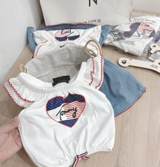 SET ÁO TAY CÁNH TIÊN CV JEAN BÉ GÁI SẴN(Xả 69k)