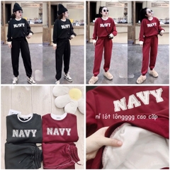 SET NỈ LÓT LÔNG NAVY PHỐI LEN HÀNG QC NỮ THU ĐÔNG SẴN (SALE 199k)