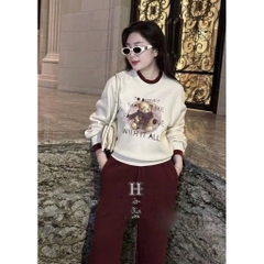 SET BỘ NỈ GẤU ÁO TRẮNG QUẦN ĐỎ NỮ