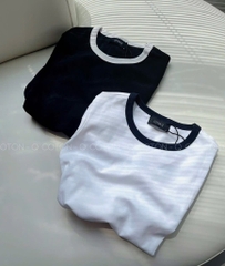 SET 2 ÁO ZIP VIỀN TRẮNG ĐEN NỮ SẴN