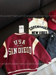 SÉT DÀI 3 MÓN COVER NEW ÁO KHOÁC BOMBER ĐỎ ÁO PHÔNG QUẦN JEAN BÉ TRAI