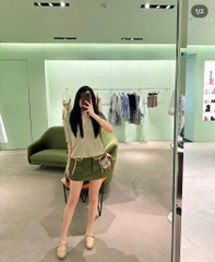 ÁO LEN NỮ XANH CỘC TAY CỔ POLO THU ĐÔNG