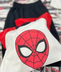 BỘ NHỆN MARVEL DÀI TAY ÁO TRẮNG RAGLAG ĐỎ QUẦN NỈ ĐEN CHO BÉ TRAI