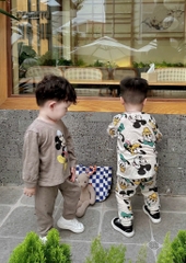 SET 2 BỘ DÀI HH MICKEY TONE XÁM BÉ TRAI
