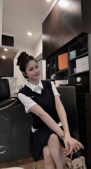SET BỘ ÁO SƠ MI KÈM GHILE CV XANH THAN NỮ SẴN(sale 140k)