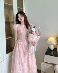 VÁY TƠ KIM SA 2 LỚP TAY BỔNG KHOÁ TRƯỚC NỮ SẴN(SALE 148k)