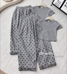 SET ÁO TĂM PHỐI QUẦN CHẤM BI NỮ