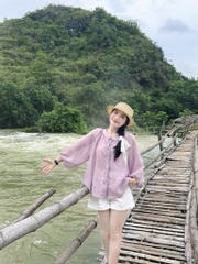 SET BÈO TÍM QUẦN CỘC TRẮNG NỮ