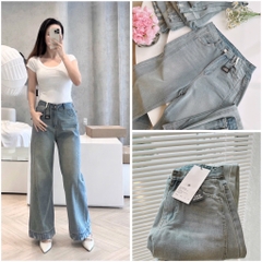 QUẦN JEANS NỮ RÁCH GẤU PHỐI ĐỈA ỐNG SUÔNG SẴN