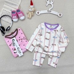 SET 2 BỘ DÀI TÍM HAPPY PUPPY CHO BÉ GÁI