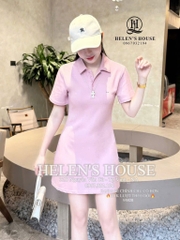 VÁY POLO UMI HỒNG PASTEL NỮ SẴN( xả 105k )