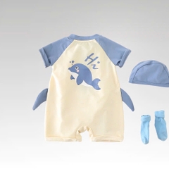 ĐỒ BƠI - BỘ BƠI KÈM MŨ BABY SHARK BÉ TRAI